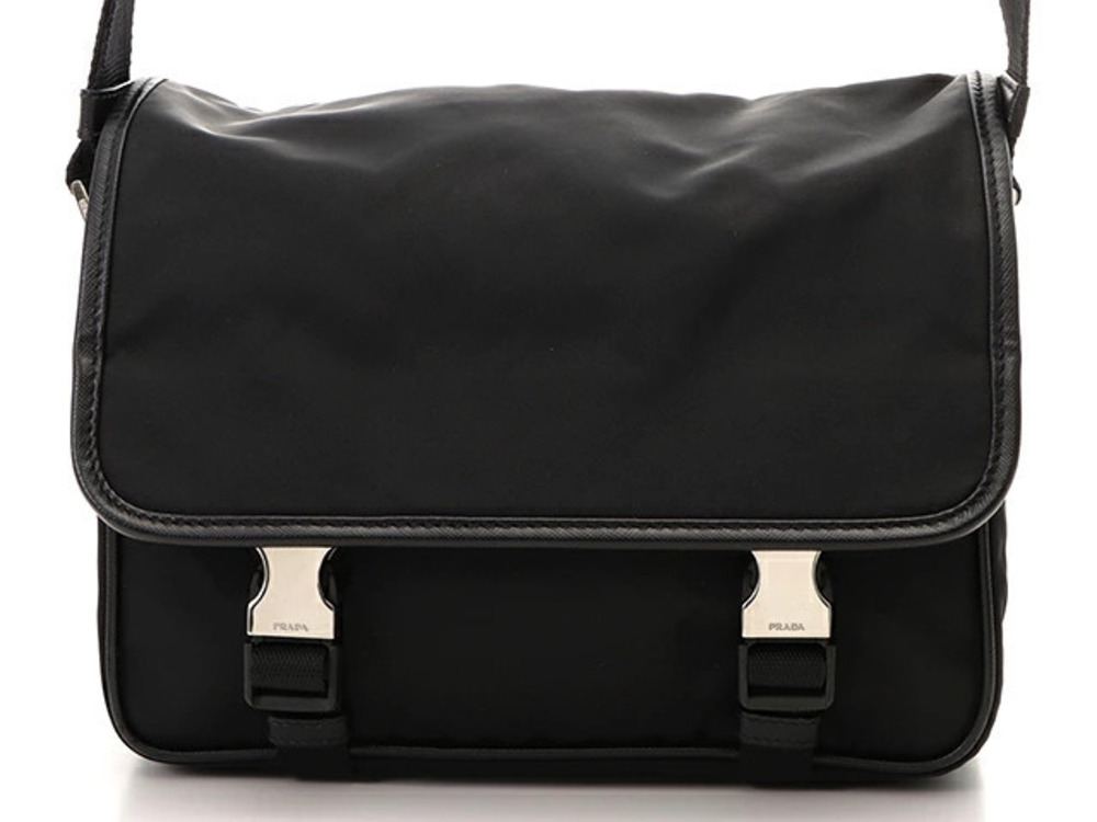 Prada Tessuto Saffiano Leather Shoulder Bag Black